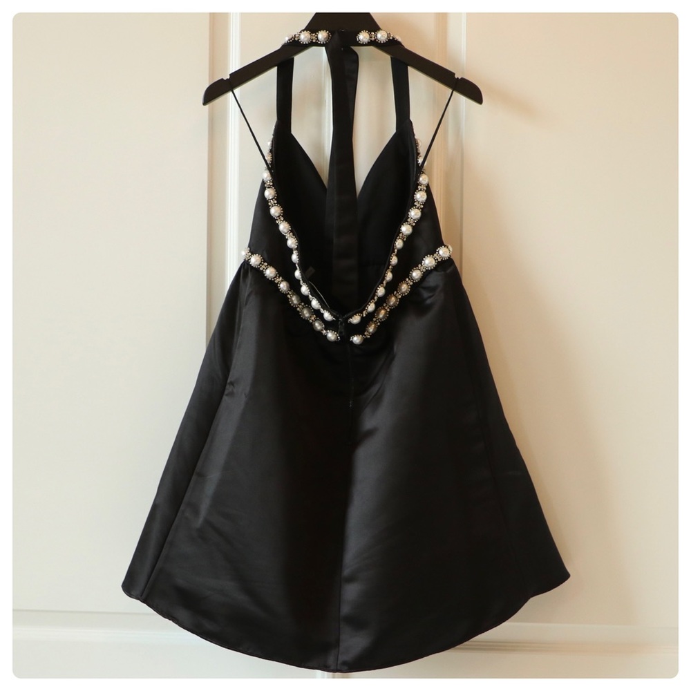 ALICE + OLIVIA Laurena Embellished Tie Neck Mini Dress - Picture 14 of 16